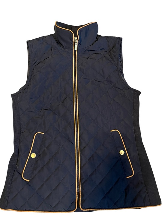 Cambridge Dry Goods Jackets & Blazers - Cambridge Dry Goods Navy Quilted Vest with Gold Trim